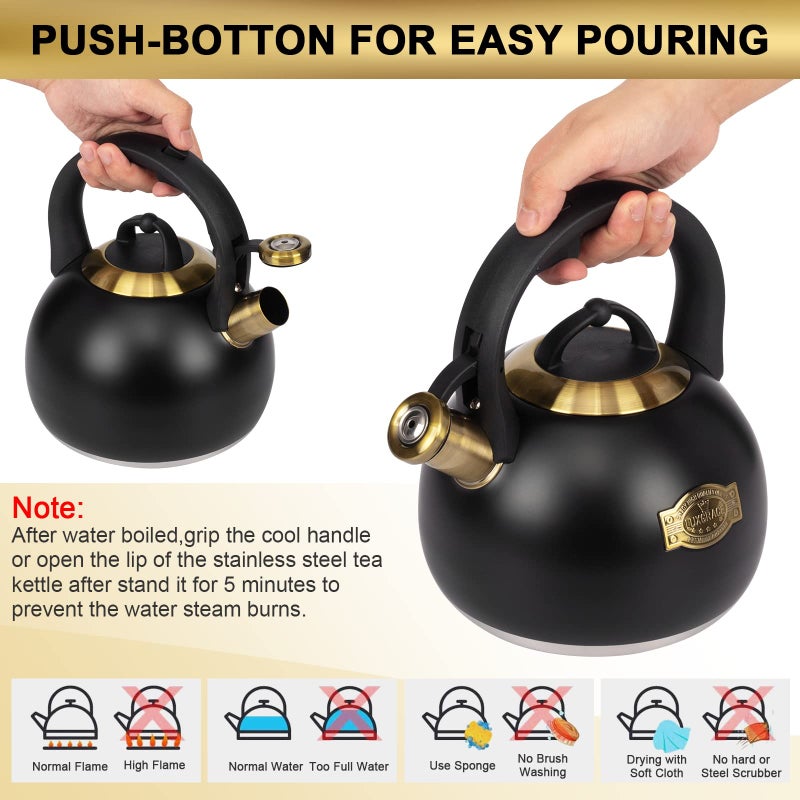 LUXGRACE Tea Kettle for Stovetop, Food Grade Stainless Steel Water Kettle, Tea Pot for Home & Kitchen, 3.1 Quart - Image 5